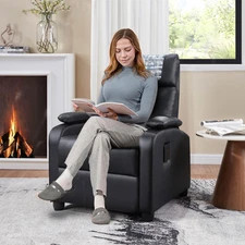 Classic Manual Recliner Chair w/Comfortable Arms and Back Single Sofa for Living