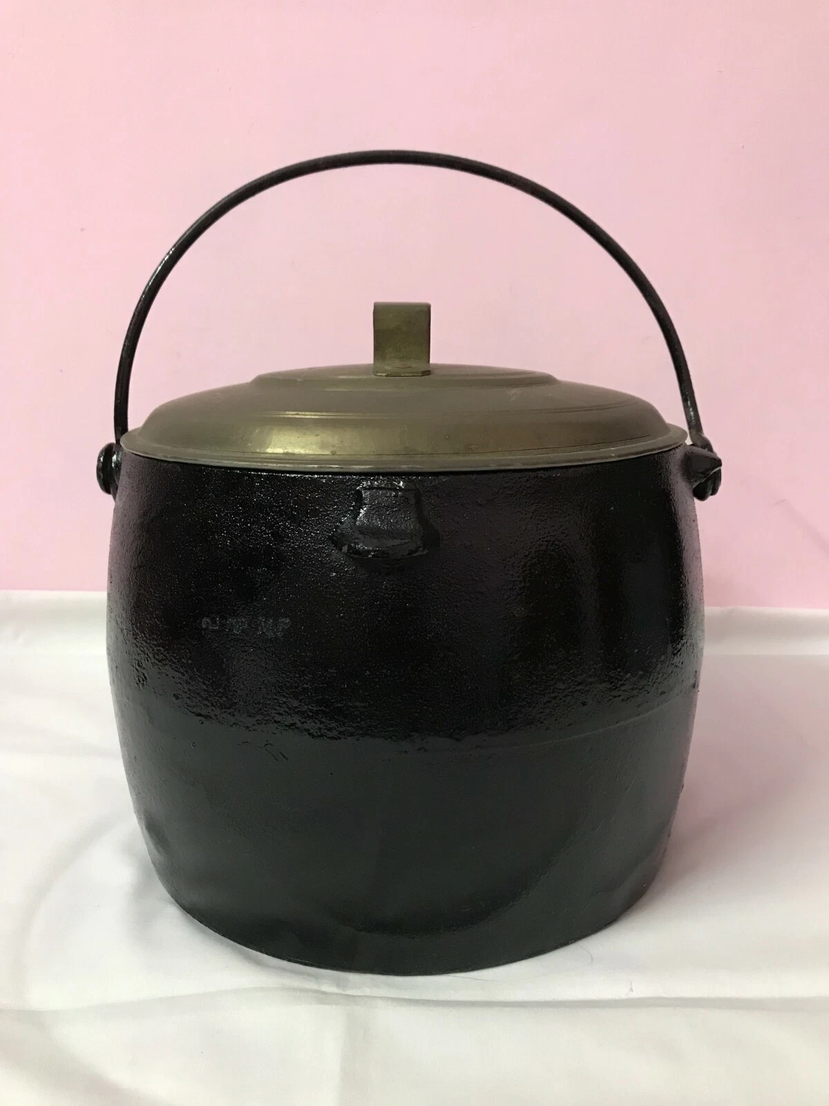 6 Quarts Unused Antique Cast Iron Enamel Clark England Pot Saucepan Vintage C84