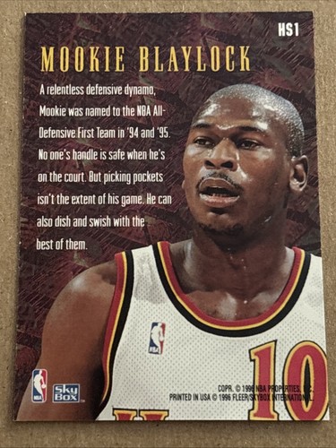 1995-96 Skybox Premium Hot Sparks - Mookie Blaylock #HS1 Hawks NM - Picture 2 of 2
