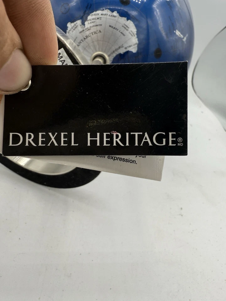 Современный настольный декор Drexel Heritage синий серебристый мировой глобус нержавеющая основа - Изображение 2 из 2