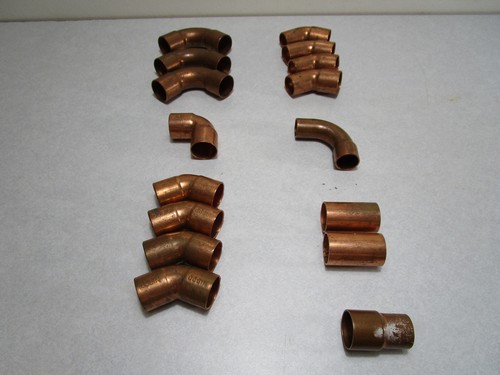 16 PC 90 45 DEGREE ELBOW COPPER COUPLER MALE FEMALE FITTING LEAD FREE READ AD