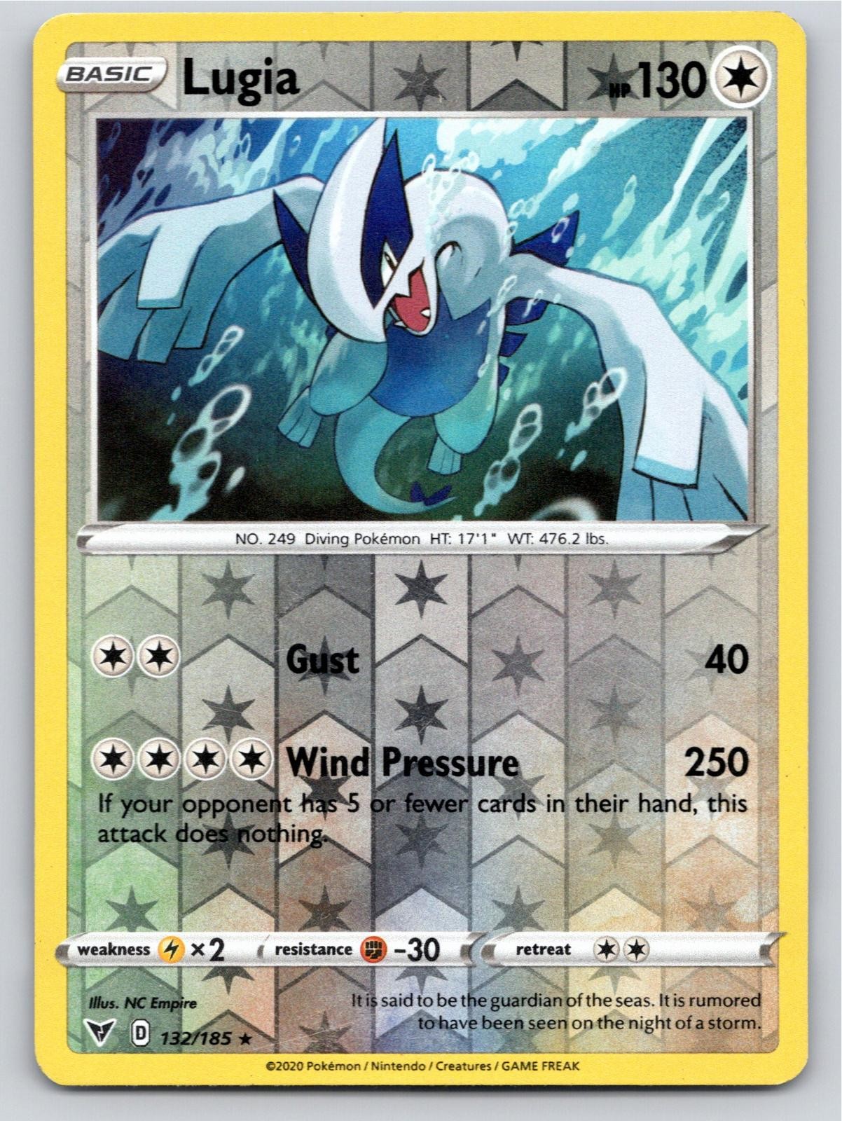 2020 POKEMON LUGIA VIVID VOLTAGE 132/185 REVERSE HOLO RARE LP A53875 FREE S&H