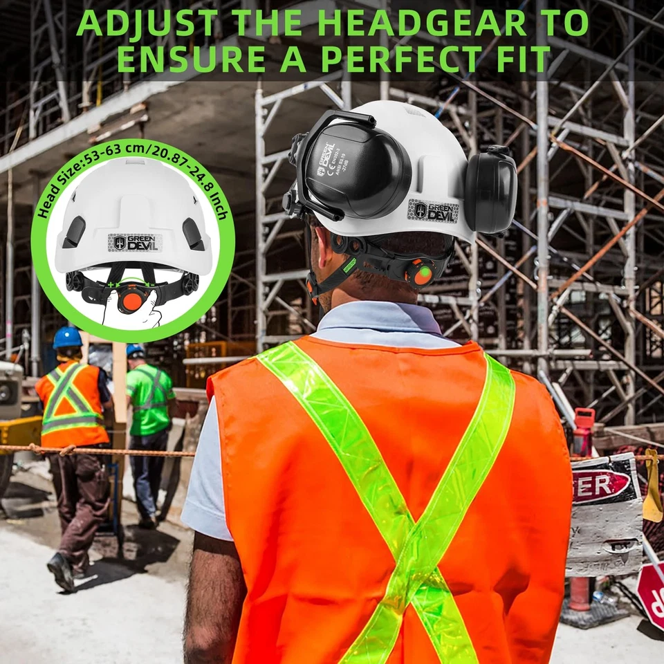 Защитная каска с козырьком и ушными муфтами мужская женская вентилируемая рабочая каска... - Изображение 3 из 4