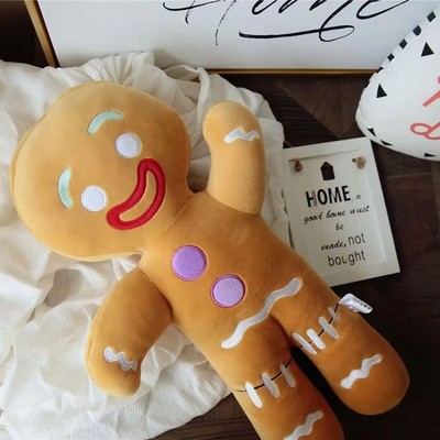 Gingerbread Man Plush Toy Biscuit Peluche Stuffed Cookie Soft Doll Room 26cm Gif