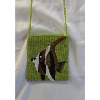 Ermo Tropical Fish Green Beaded Handbag 