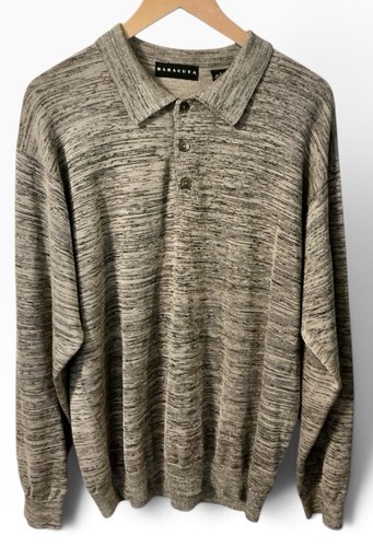 Baracuta, Vintage BARACUTA L Hong Kong Polo Sweater Collared Fine Knit Rayon Gray * Mint