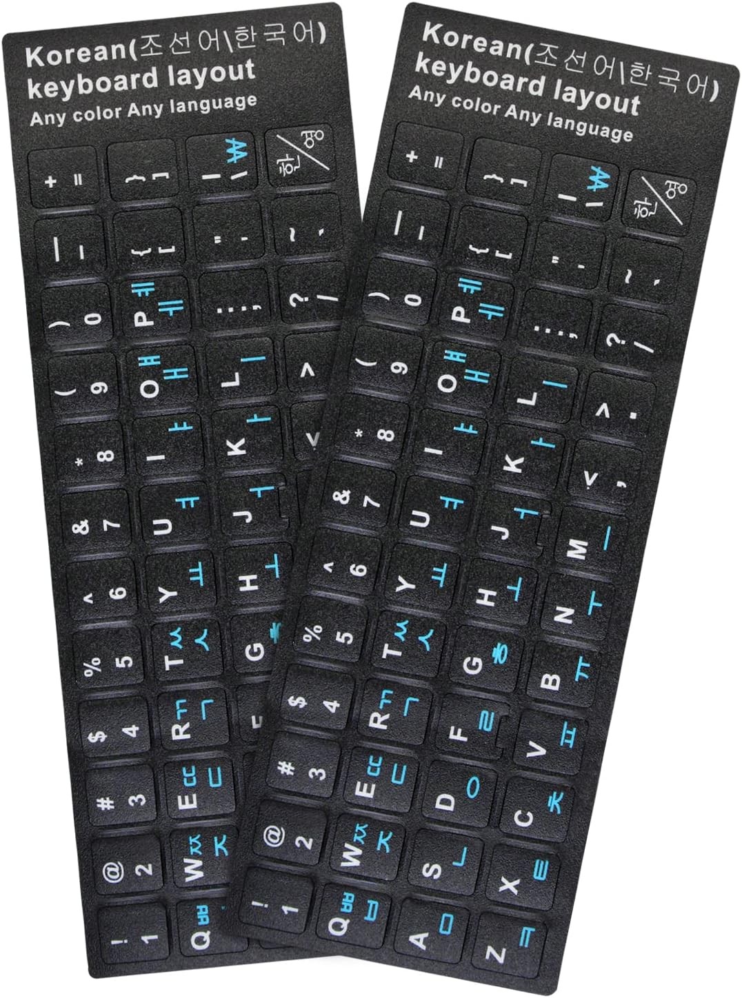 2Pcs Korean Keyboard Korean-Black/Blue Letters, Korean-black/Blue Letters 