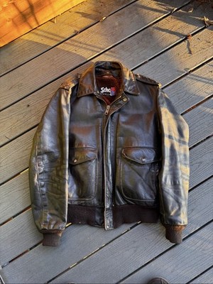 Schott N.Y.C VTG 80 s Leather Jacket Mens Medium Brown