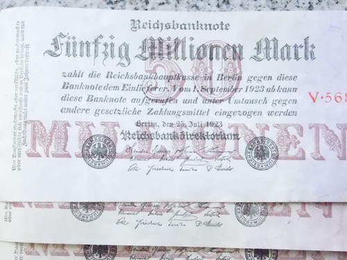 GERMAN BANKNOTE 5x 50 MILLION MARK 1923 Inflation Vintage Money old Currency Bil - Picture 2 of 4