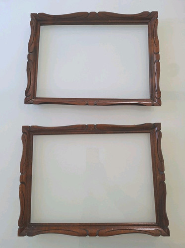 Cornice Antico Legno Lavorato Art Deco Coppia, Set 2 Cornici Foto O Quadro - Photo 3 sur 7