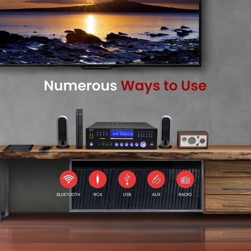 Pyle Bluetooth Home Theater Amplifier Receiver-Multimedia Disc Player, 1000 Watt - Picture 5 of 7