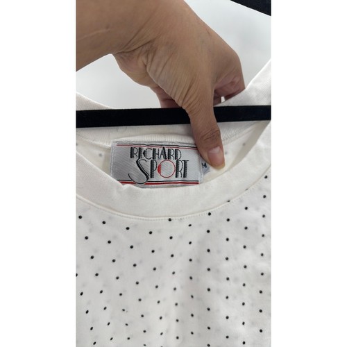 Vintage Richard Sport white polka dot cropped sleeveless top size M festival - Picture 4 of 5