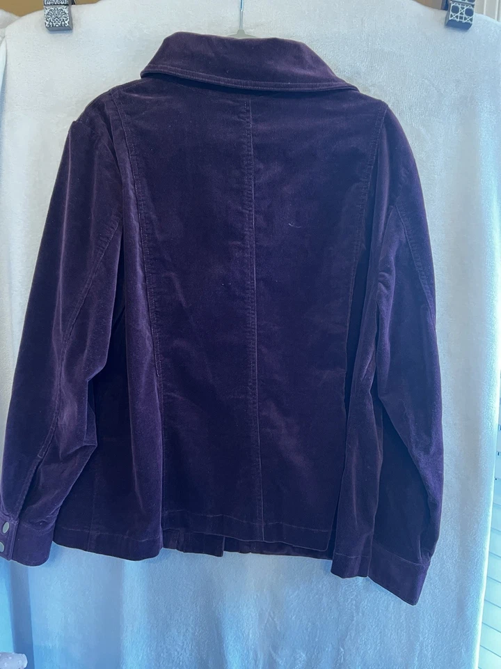 Chaqueta de pana Ruby Rd para mujer 20w ciruela púrpura terciopelo silenciosa de lujo. R2 Foto 2 de 4