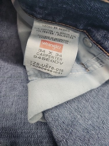Wrangler Riggs Workwear Mens Carpenter Jeans Relaxed Fit Size 34x34 Blue Jeans - Picture 6 of 14