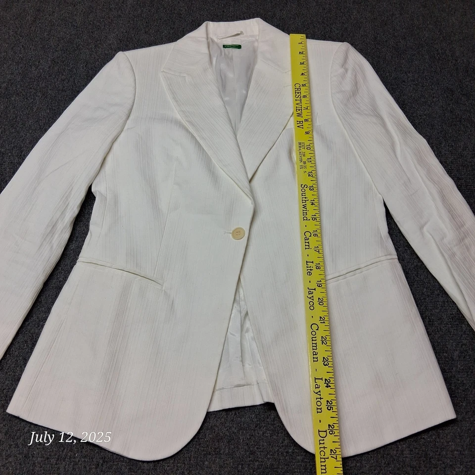 Сделано в Румынии Benetton белый брюки костюм куртка Blazer женщин размер большой - Изображение 4 из 4