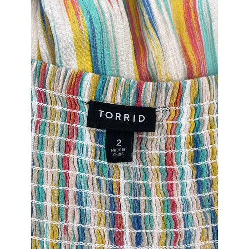 Torrid Skater Mini Striped Gauze Cold Shoulder Dress Size 2X Boho - Picture 6 of 8