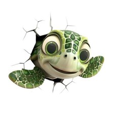 Peeking Baby Sea for Car Sticker Decals, Cute 3D Cartoon Beach Ocean Turtle