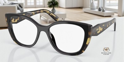 PRADA PR B04V 3891O1 Black Medium Tortoise Demo Lens 53 mm Women's Eyeglasses