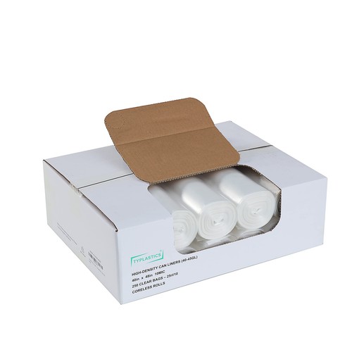 40-45 Gallon Clear Trash Can Liners - 40" x 48" – High Density Garbage Bags -...
