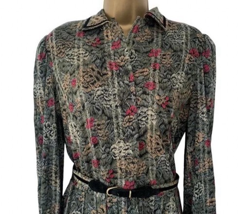 Vintage Größe 12 Berkertex grün Blumenmuster Teppich Druck Kleid & Weste Outfit - Bild 10 von 11
