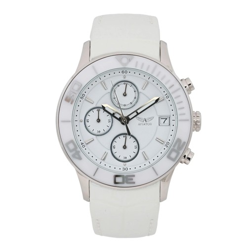 Aviator Chronograph 39mm White Dial & Strap Ladies Quartz Watch AVW9228L71 - Picture 1 of 3