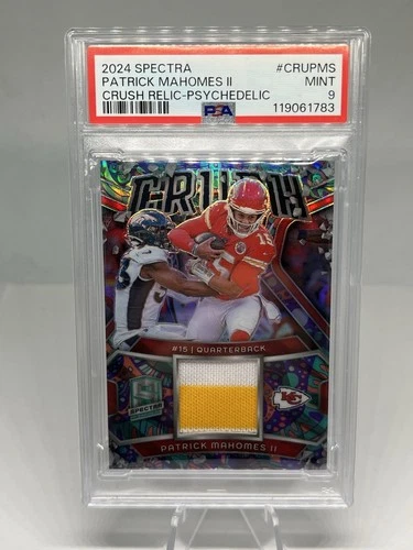2024 Panini Spectra Patrick Mahomes Crush Patch Psychedelic Prizm /5 PSA 9 Pop 1