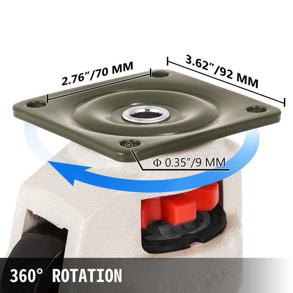 GD80F Set of 4 Leveling Casters High Wearability Low Noise 2200 LB
