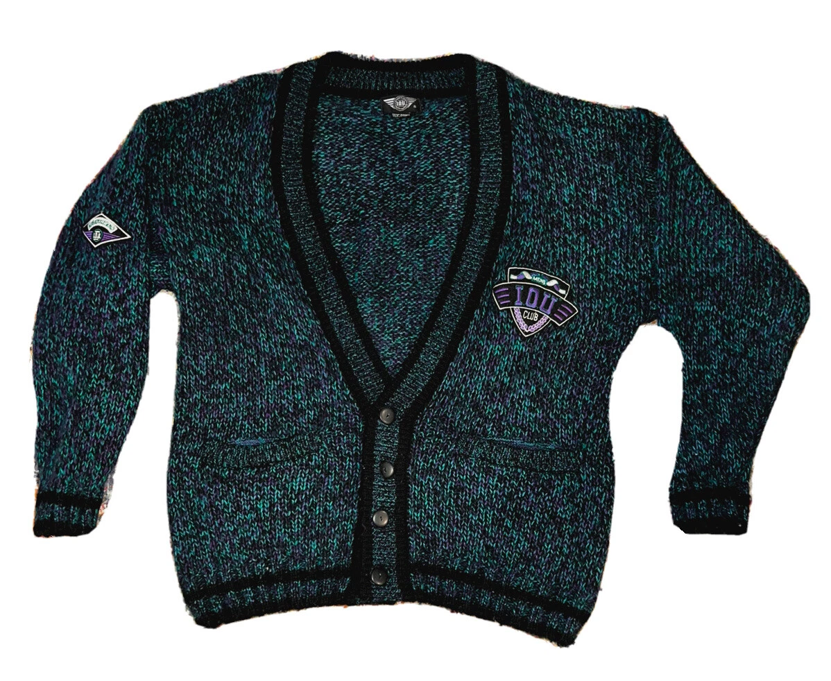 Vintage IOU Club Cardigan Sweater Size Medium
