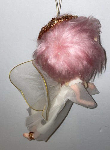 "Muñeco ángel de Navidad MCM vintage adorno de Japón raro rosa 8"" moderno de mediados de siglo" - Imagen 6 de 9