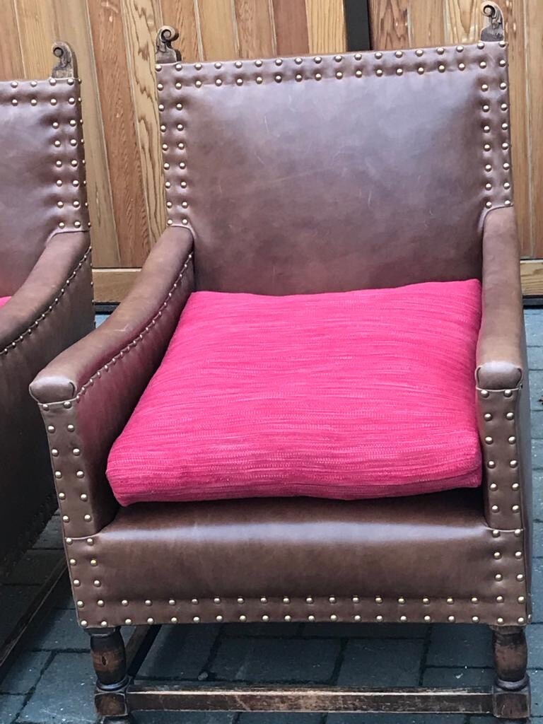 A Fine Pair Of Reupholstered Fireside Chairs Circa 1850 in Super