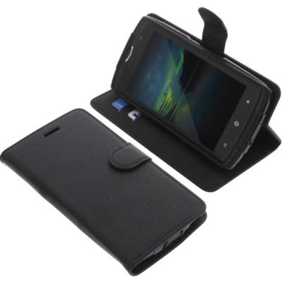Tasche für HomTom Zoji Z7 Book-Style Schutz Hülle Handytasche Buch Schwarz