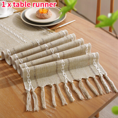 1x  Retro Style Table Runner Tablecloth Tassels Tablecloth Cover Mat Home Decor