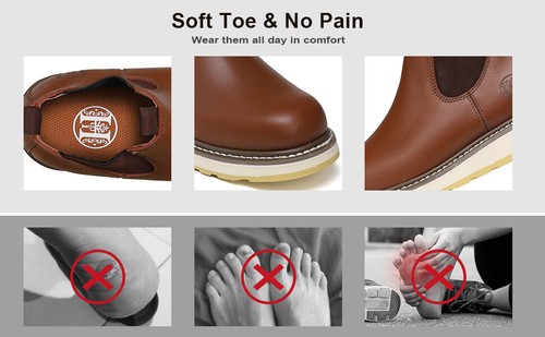 Soft Toe Chelsea Double Gore Pull-On rutschfest robust atmungsaktiv Herren Arbeitsstiefel - Bild 17 von 25