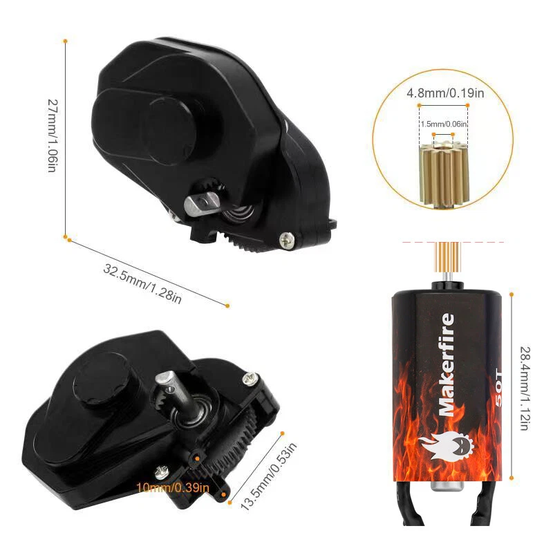 High Torque Brushed Motor+Transmission Gearbox For 1/24 RC Crawler Axial SCX24  - Image 4 of 4