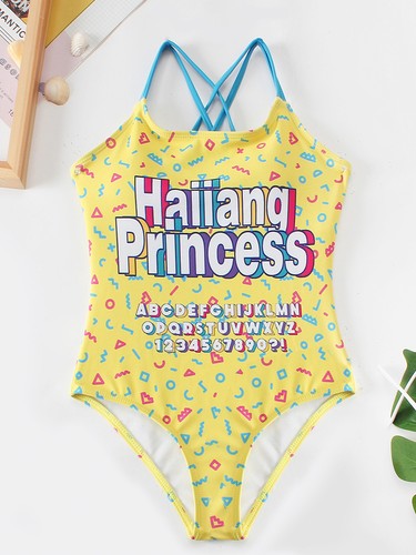 Kids Girls Swimsuit Leotard Swimwear Open Back Beachwear Training One-piece - Picture 19 of 68