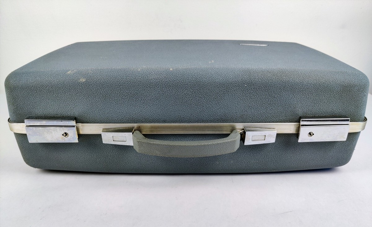 Mallette Vintage Sears Forecast Années 60 - Coque Dure, Grise, Avec Autocollants, Occasion