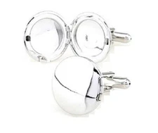 Locket Round Photo Picture Pair Cufflinks in a Presentation Gift Box & Polish...