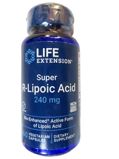 LIFE EXTENSION SUPER R-LIPOIC ACID 240mg 60 VEGETARIAN CAPSULES EXP. 04/2026 +