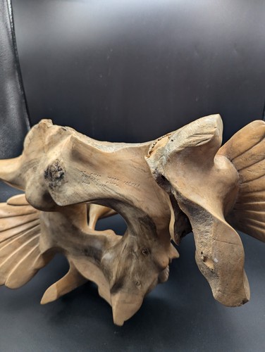 Skulptur Holzschnitzerei Vögel Nest Küken 13" 6 Pfund Futu Ketut Puja Mas Ubud Bali - Bild 11 von 13