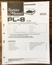 Pioneer PL-8 Record Player / Turntable Service Manual Original