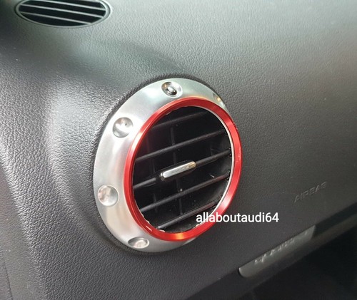 Fits Audi TT Mk1 8N 1999-2006 Red Air Vent Rings x 4 Easy To Apply - Picture 6 of 12