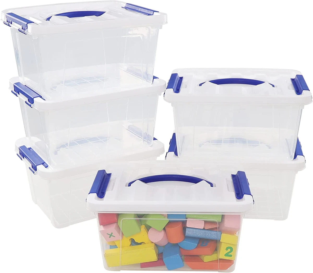 Bblina Small Plastic Storage Boxes, 6-Pack Clear Boxes Totes with Lids, 7  Quarts