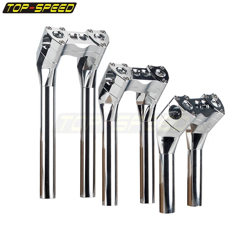 Elevadores de tracción para manillar de 8" 10" 12" o +1"" cromados aptos para Harley Sportster Softail Foto 2 de 4