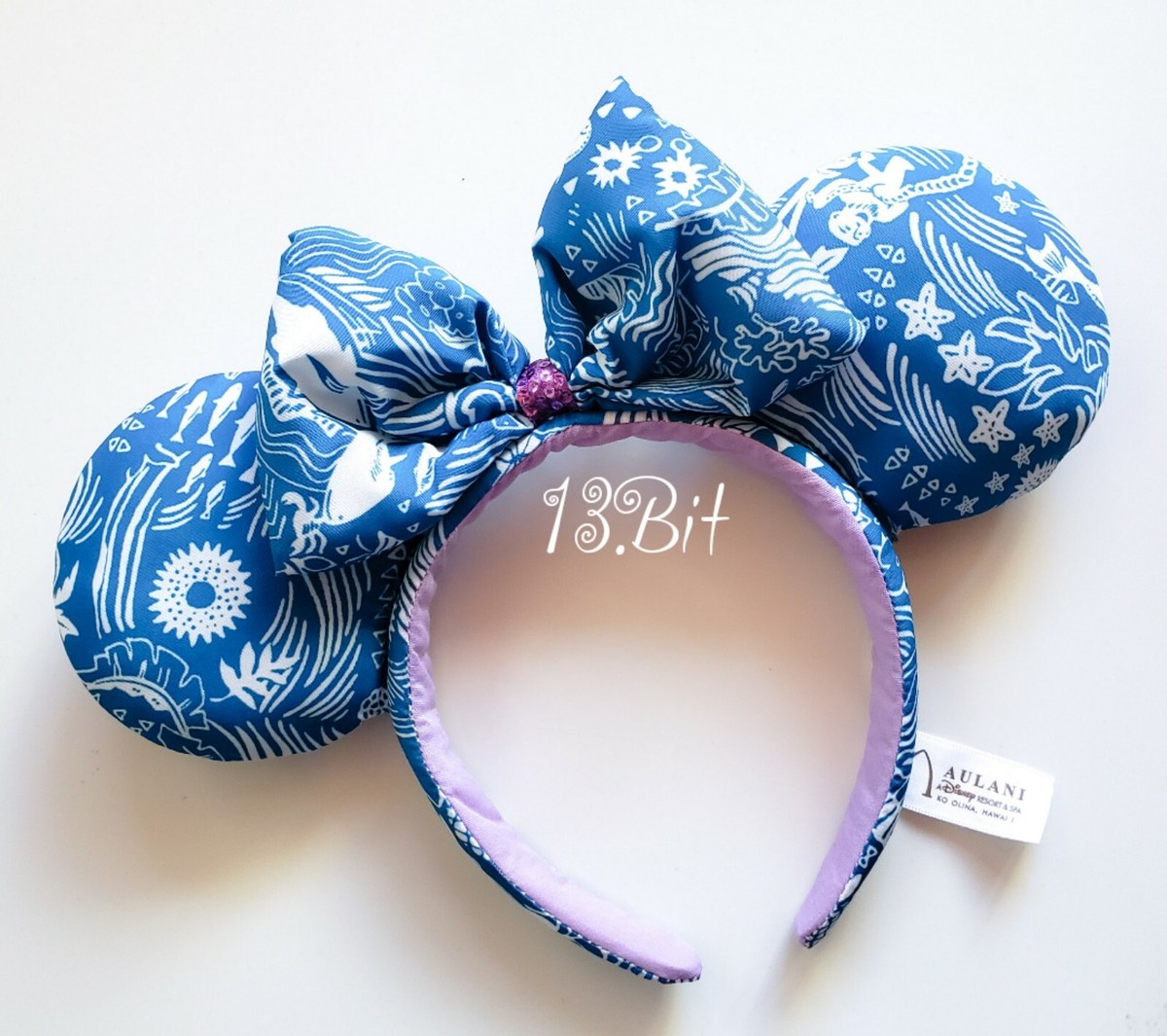 Disney Aulani Blue & White Hawaiian Tropical Minnie Ears  display picture 3
