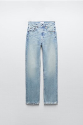 Zara Full Length TRF Mid-Rise Wide Leg Jeans, Blue, Size 4, Brand