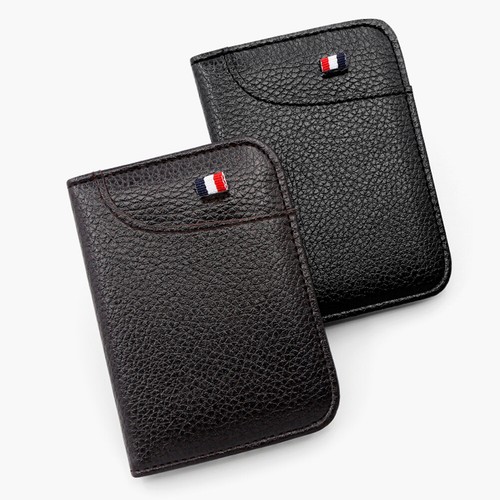 Mens Womens Leather Thin Wallet Small Card Case ID Credit Card Holder Purse - Picture 11 of 12