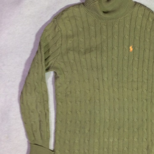 Maglione donna Ralph Lauren Sport maglia cavo taglia grande verde cotone scialle pony - Foto 9 di 13