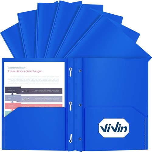 12 Pack Heavy Duty Plastic Folder2 Pocket Letter Size Poly File Plastics Fold...