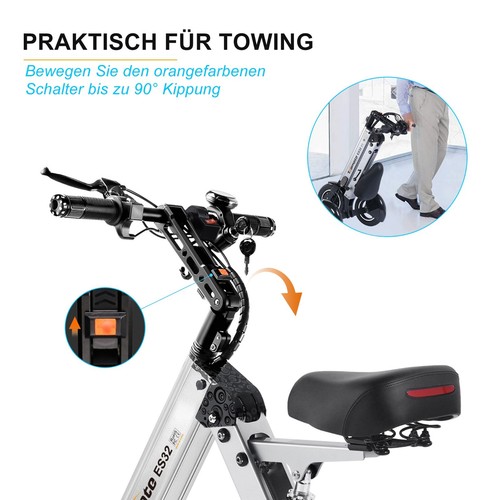 TopMate ES32 Elektroroller 3 Räder Faltbares Dreirad mit Sitz für Erwachsene - Bild 5 von 16