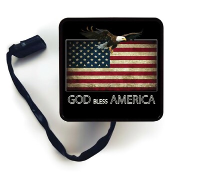 Hitch Cover Art - God Bless America - Trailer Receiver LED Brake Light